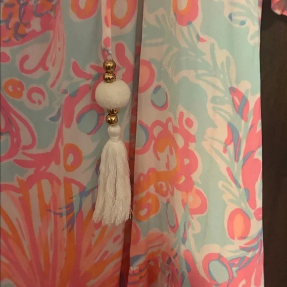 Lilly Pulitzer Pink and Orange Alanna Off Shoulder Dress XL - Picture 6 of 6